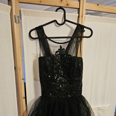 Sequin tulle black mini dress, S