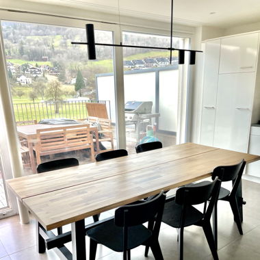 Skogsta Table & 6 Lisabo Chairs