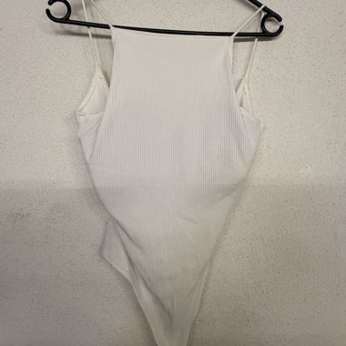 Ribbed white bodysuit