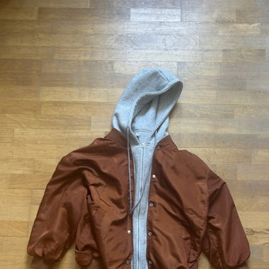 Grey & metallic bronze bomber jacket