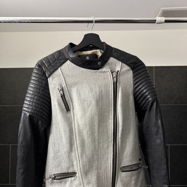 Real leather Maison Scotch jacket in black & grey