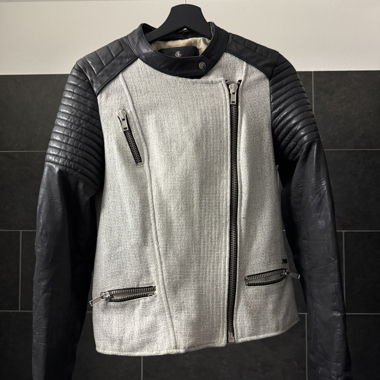 Jacke Maison Scotch aus echtem Leder in Schwarz und Grau