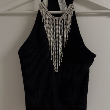 Black Rhinestone Top