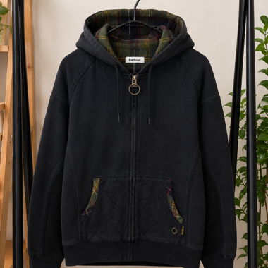 Felpa con cappuccio Barbour nera