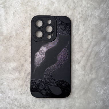 Custodia nera per iPhone 14 Pro con motivo serpente