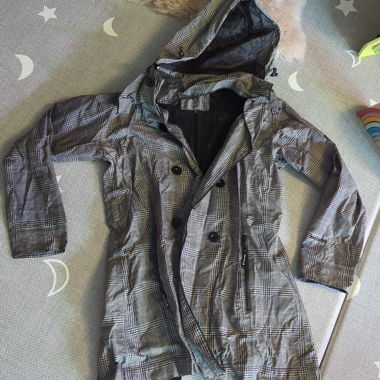 Veste de pluie à carreaux avec capuche amovible