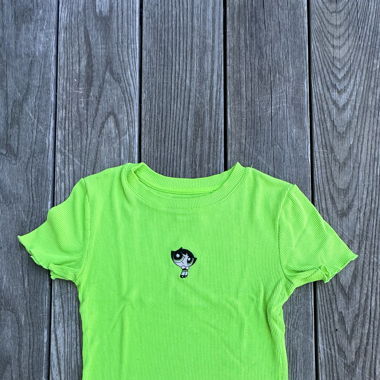 Neon green powerpuff girl crop top