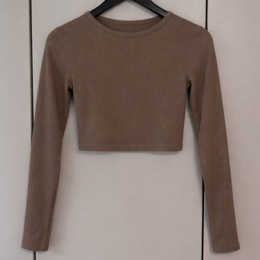 Pull&Bear ribbed crop long-sleeve top XS-S