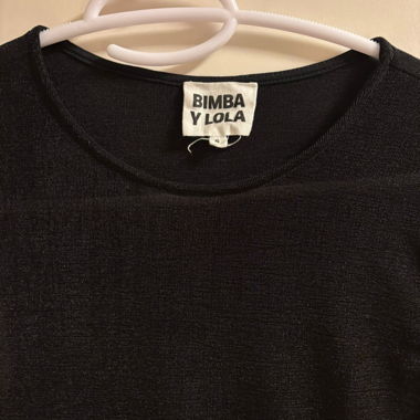 BIMBA Y LOLA: schwarzes ärmelloses Top glitzer M