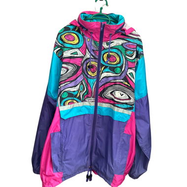 Veste coupe-vent colorée originale des années 90 – Unisexe