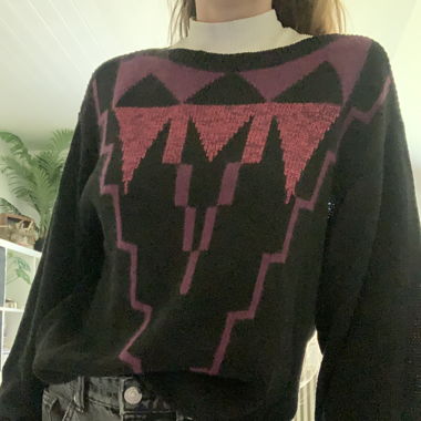 Schwarzer Retro Strickpullover Gr.S