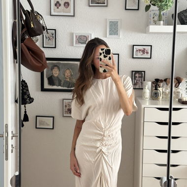 Abito Maxi Arricciato Crema