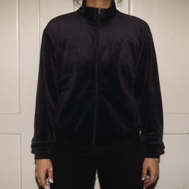 Veste de survêtement en velours bleu foncé