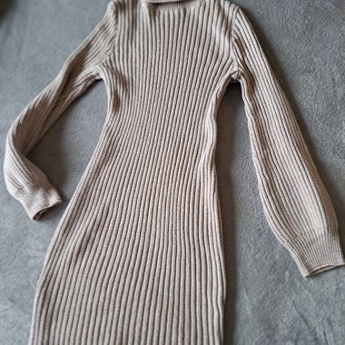 Beige Rollneck Sweater Dress