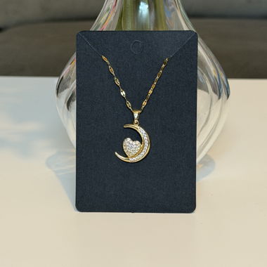 Collana Dorata Luna con Ciondolo a Forma di Cuore