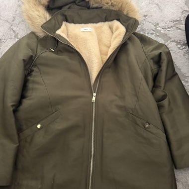 Khaki Parka with Faux Fur Lining
