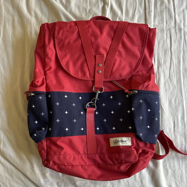 Eastpak red blue backpack