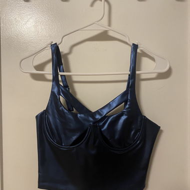 Bustier top bleu scintillant