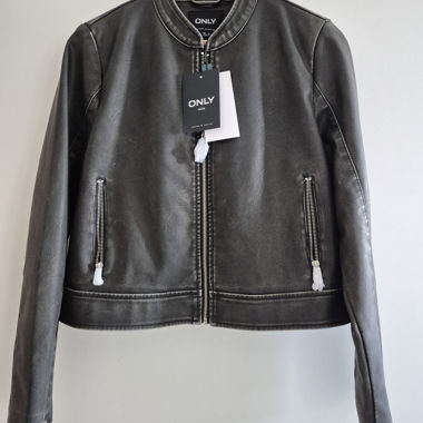 Veste en cuir synthétique ONLY noire, taille S