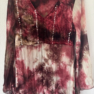Boho Chiffon Blouse – Y2K Tie-Dye with Sequins