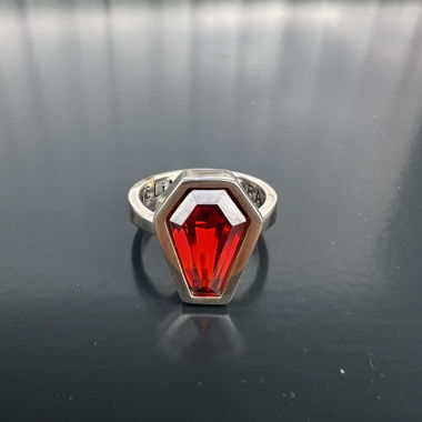 Silver ring, gothic, coffin, size 49
