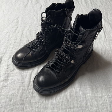 Black Lace-Up Boots