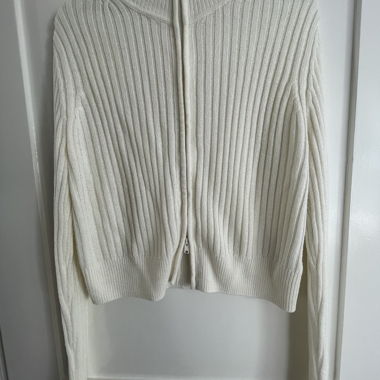 Cardigan in maglia con zip crema