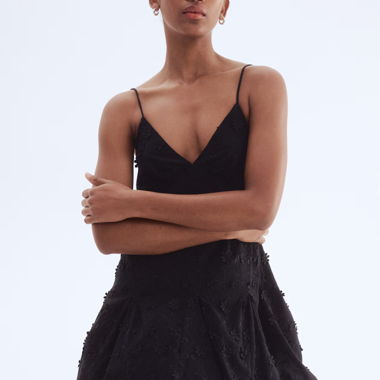 H&M Baumwollkleid mit Applikationen M Schwarz  NEU