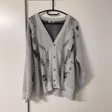 Vintage Graue Ammann Strickweste mit Muster