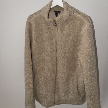 Veste en polaire beige à fermeture éclair