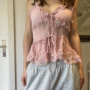 Top spaghetti rosa Zara