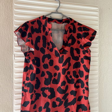 Red and black printed blouse