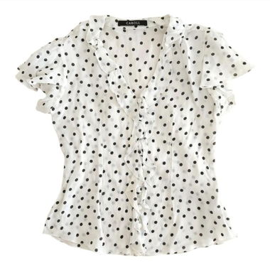 Blusa bianca a pois 00s