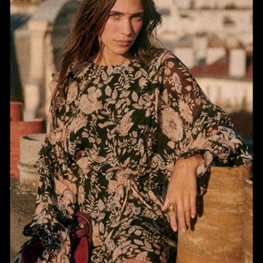 Sezane Lali Mini Floral Boho Dress Kleid