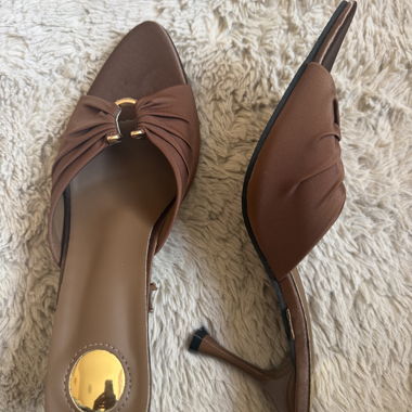 Sandali Mule con Tacco Marroni