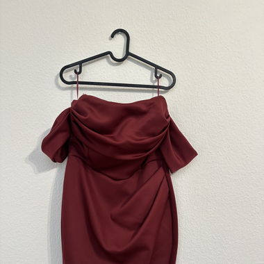 Burgundy off the shoulder dress
