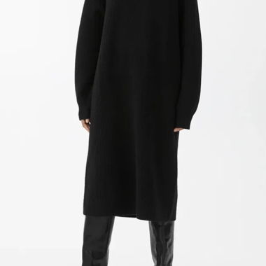 Abito-maglione a coste nero con collo alto ARKET