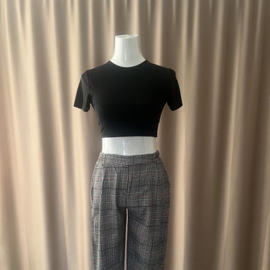 Checked fabric trousers
