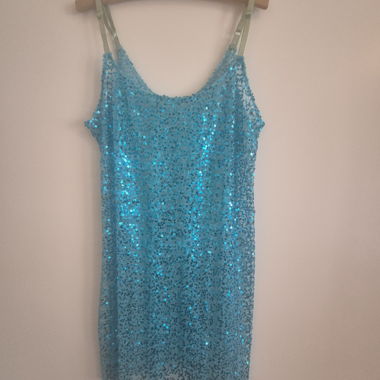 Blaues Pailletten-Negligé-Kleid
