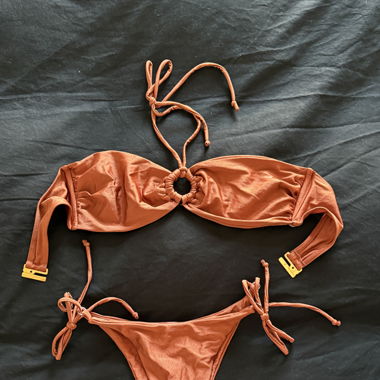 Brown bikini with gold details