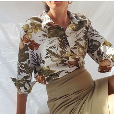 Tropical safari vintage 90s blouse