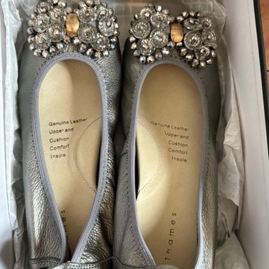Silver jeweled ballet flats