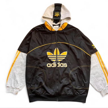 Giacca Vintage con Cappuccio Adidas Originals Nera Yello L