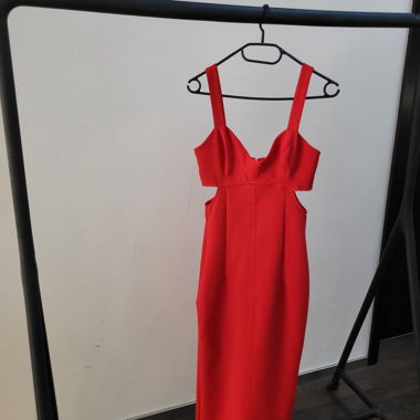 Abito Midi Zara Rosso Cut-Out XS