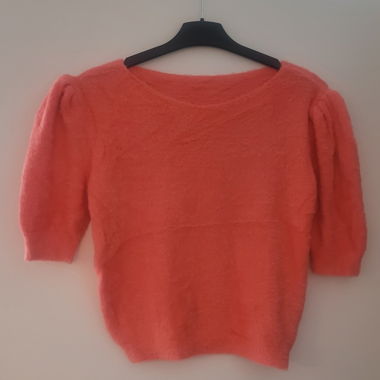 Maglione a manica corta color corallo