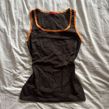 y2k/90s cotton brown and orange contrast tank top