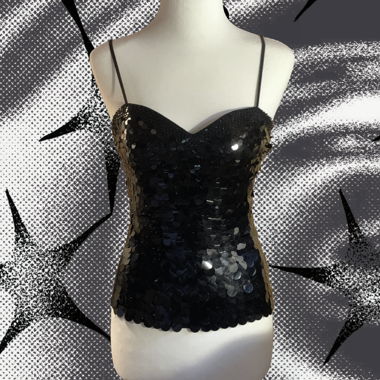 Haut corset à sequins noir Y2K S/M