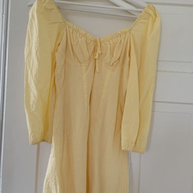 Yellow Dress with Puff Sleeves