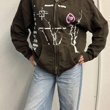 Hoodie Dremoney marron avec motif