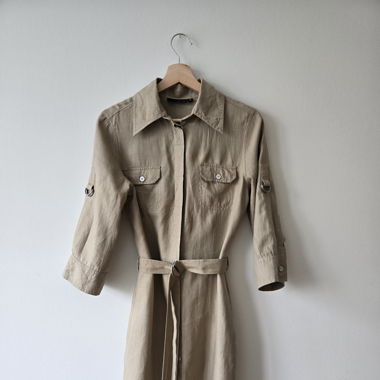 HENNES DRESS, BEIGE, LINEN, 38,VERY GOOD CONDITION